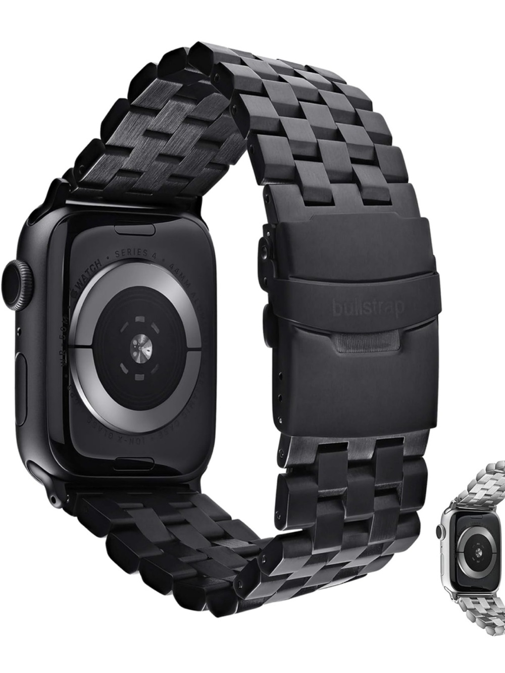 Bull strap Men’s Black Stainless Steel Smartwatch with Metal Link Band NWOT